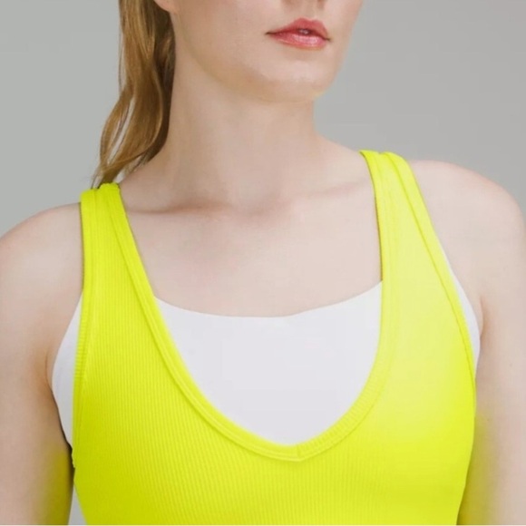 Lululemon Power Pivot Tank Ribbed Crop Reversible Yellow Neon Size Small (4/6) - Picture 7 of 7
